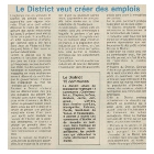 Le District veut créer des emplois